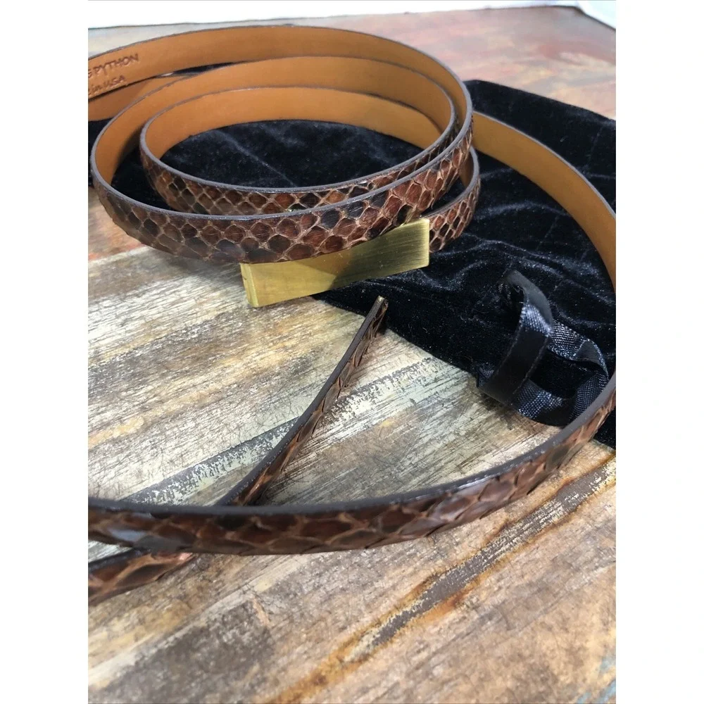 Leighelena‎ Genuine Python Women's Belt USA Brown Double Wrap 67 in Velvet Bag